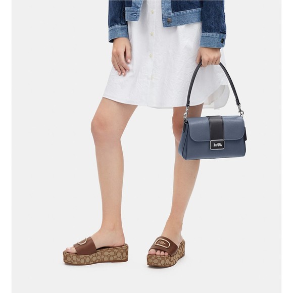 COACH GRACE Convertible Shoulder Bag Chambray Pebbled Leather CH207 NWT $450 - Picture 12 of 14